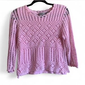 Vintage Croft & Barrow Light Pink Crochet Sweater Top